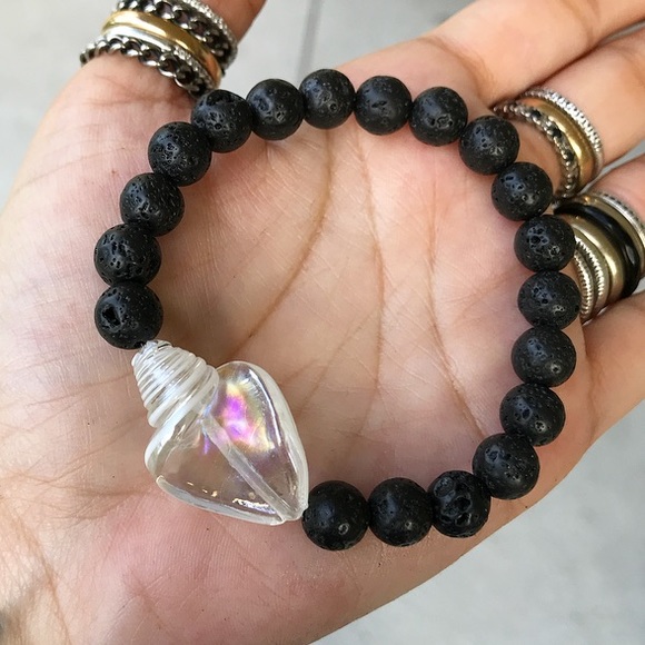 🔴SALE ! Boho Lava rock oil diffuser shell bead - Picture 3 of 9